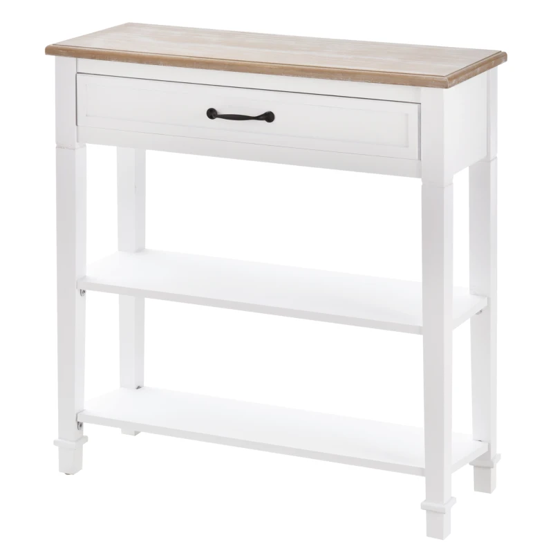 HOMCOM 30" Console Table, Modern Narrow Entryway Table with Drawer and 2 Shelves, Sofa Table for Living Room, Hallway, White