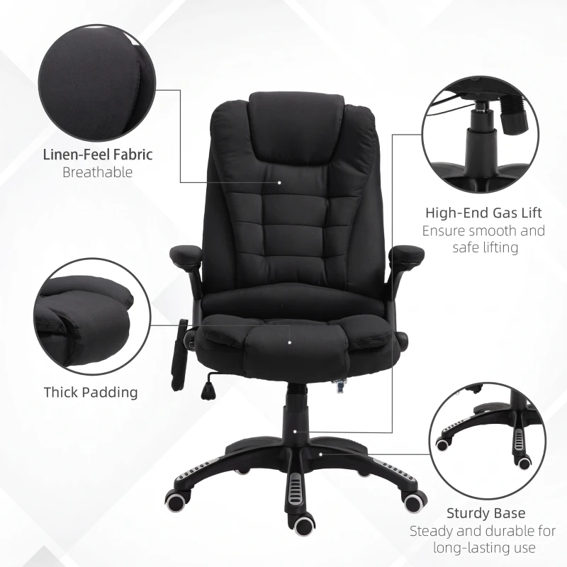 Vinsetto Ergonomic Office Chair Large Leather Massage Executive High Back Reclining Swivel Wheels Black