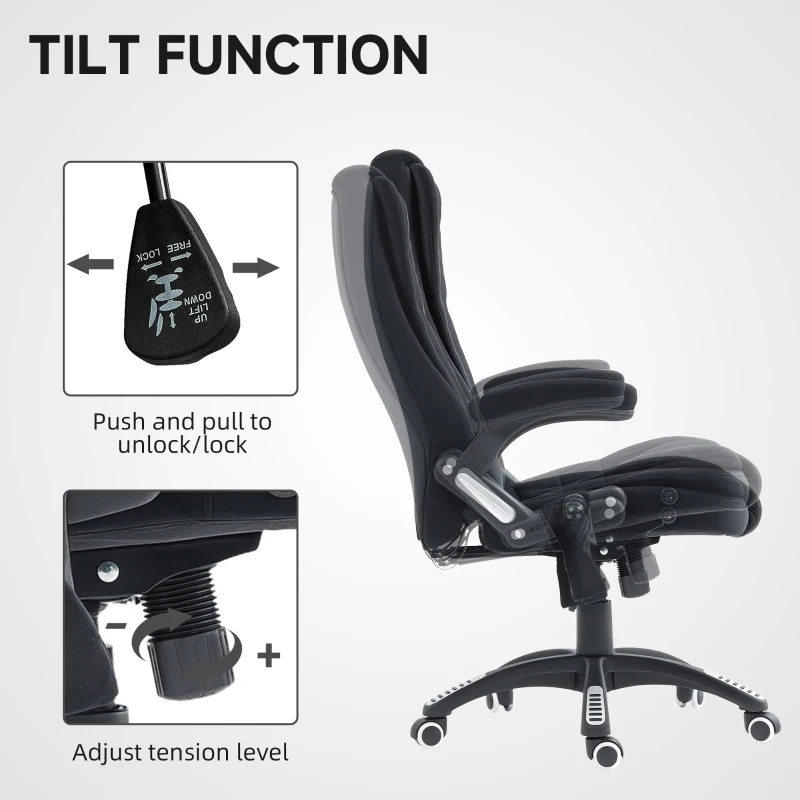 Vinsetto 6 Point Vibrating Massage Office Chair High Back Executive Chair with Reclining Back, Swivel Wheels, Black
