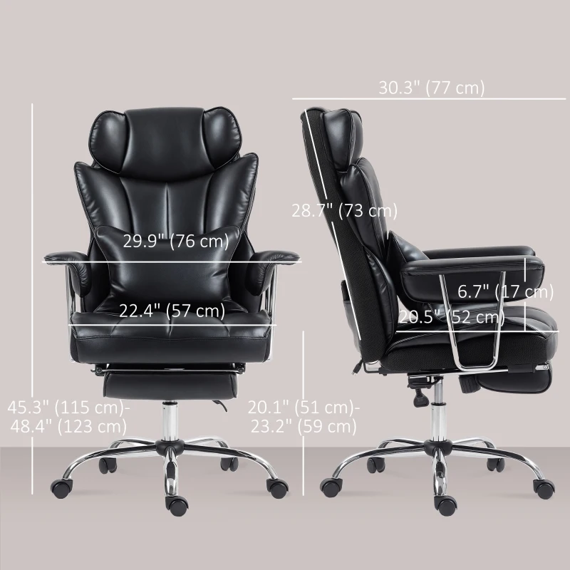 HOMCOM 400LBS Massage Office Chair, Executive Office Chair with 6-Point Vibration, Footrest and Lumbar Support, Black