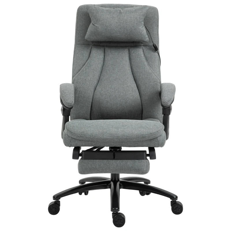Vinsetto High-Back Massage Office Chair, Swivel Reclining Chair with 2-Point Vibration Removable Headrest, USB Power and Adjustable Height, Grey