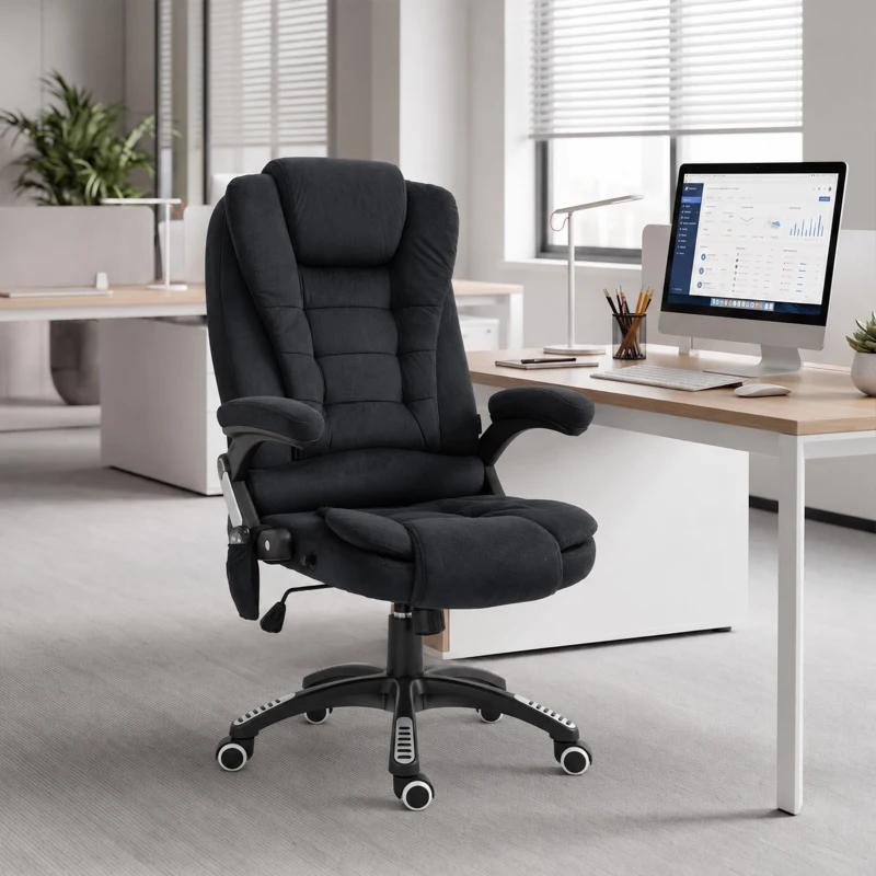 Vinsetto 6 Point Vibrating Massage Office Chair High Back Executive Chair with Reclining Back, Swivel Wheels, Black