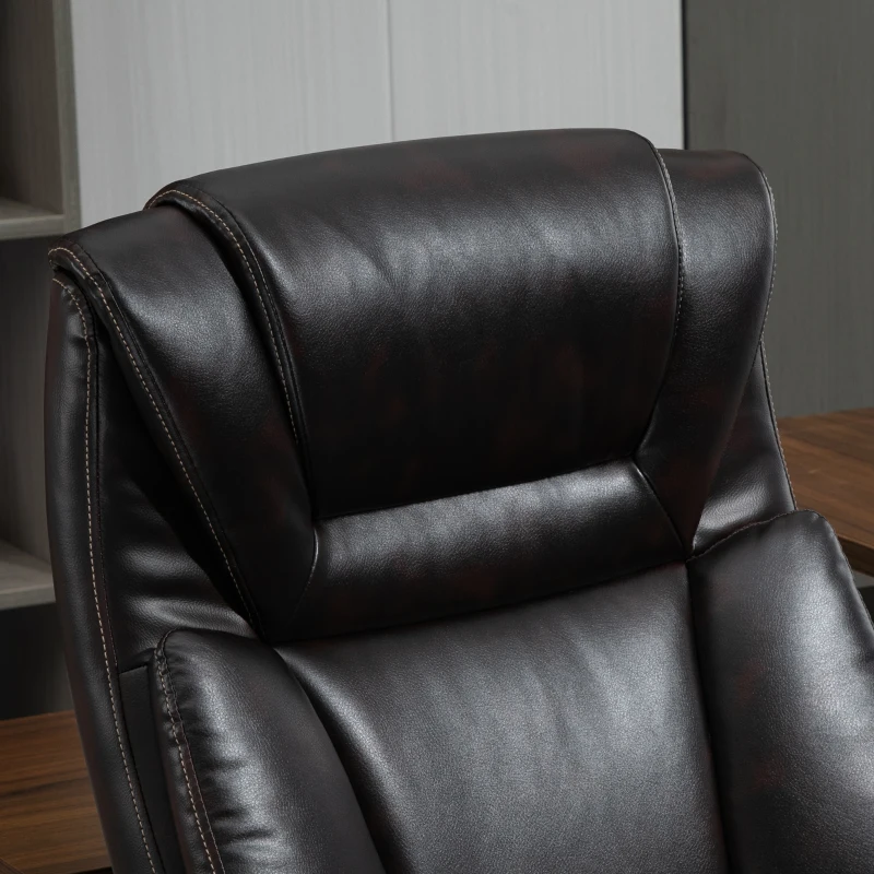 Vinsetto PU Leather Executive Office Chair with High Back, Adjustable Height and Swivel Wheels, 400LBS Capacity, Brown