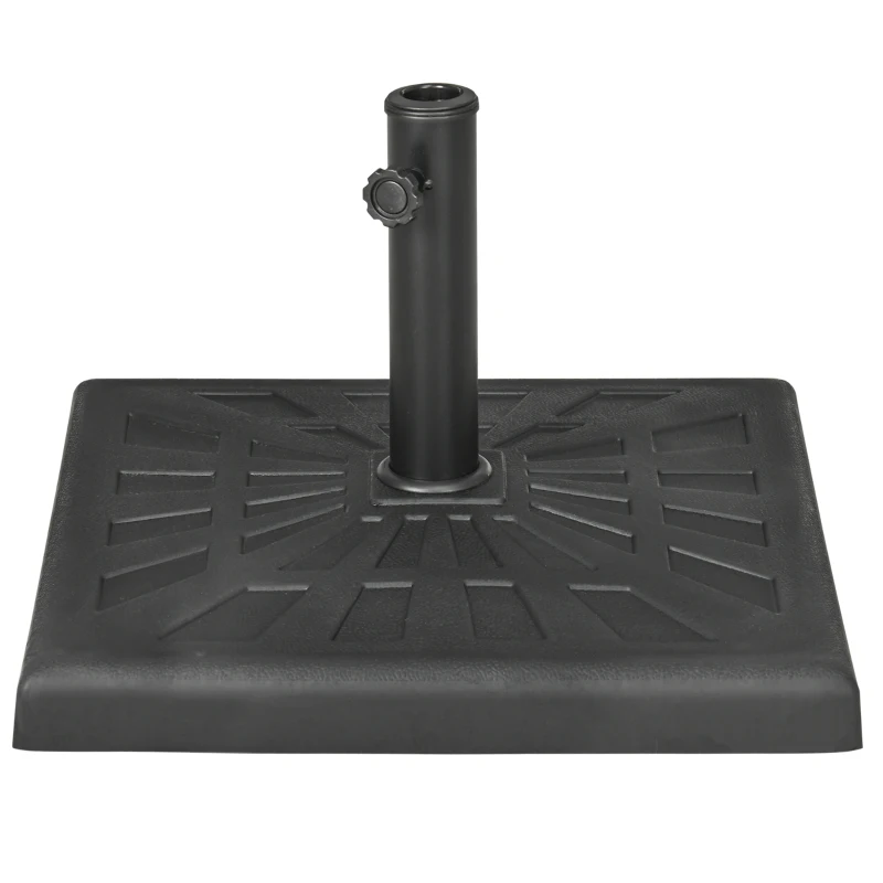 Outsunny 42lbs Resin Patio Umbrella Base, 20" Square Outdoor Umbrella Stand Holder for Parasol Poles 1.26", 1.5", and 1.9" Dia, Black