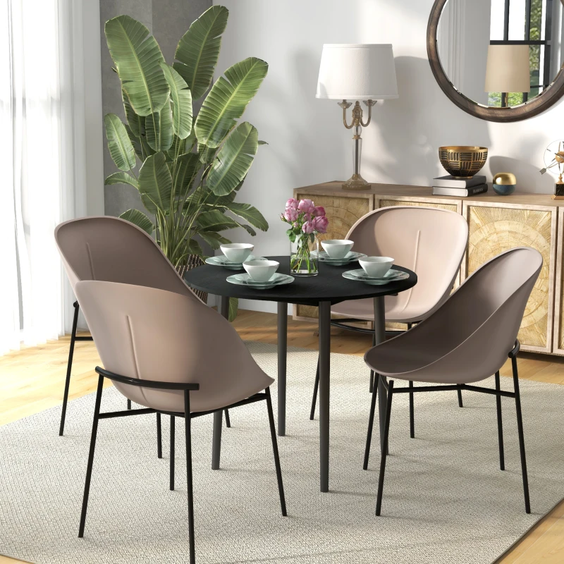 HOMCOM Folding Dining Table, Round Drop Leaf Kitchen Table for Small Spaces with Wood Legs, Distressed Black