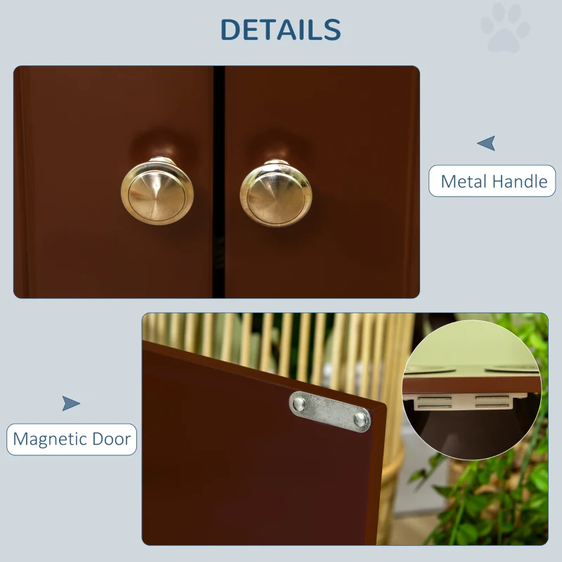 PawHut Elevated Dog Bowls with Storage Cabinet, Raised Dog Bowl Stand Pet Food Bowl Dog Feeding Station, Brown