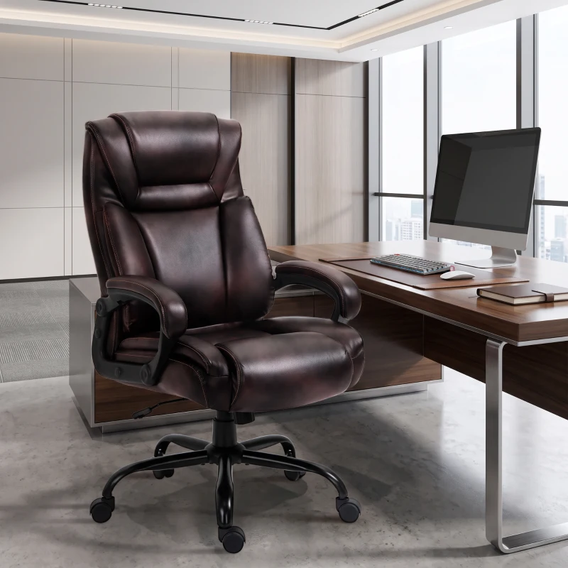 Vinsetto PU Leather Executive Office Chair with High Back, Adjustable Height and Swivel Wheels, 400LBS Capacity, Brown