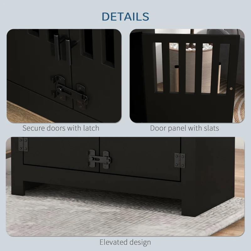 PawHut Dog Food Storage Cabinet with Bowls & Dog Feeding Station, Black