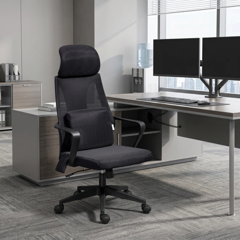 Vinsetto Office Chair High Back, Ergonomic Mesh Computer Chair Executive Task Chair with Massage Lumbar Support & Headrest Rocking