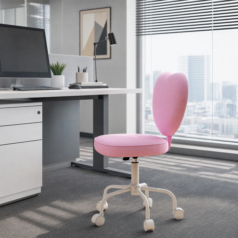 HOMCOM Heart Love Shaped Back Design Office Chair with Adjustable Height, Pink