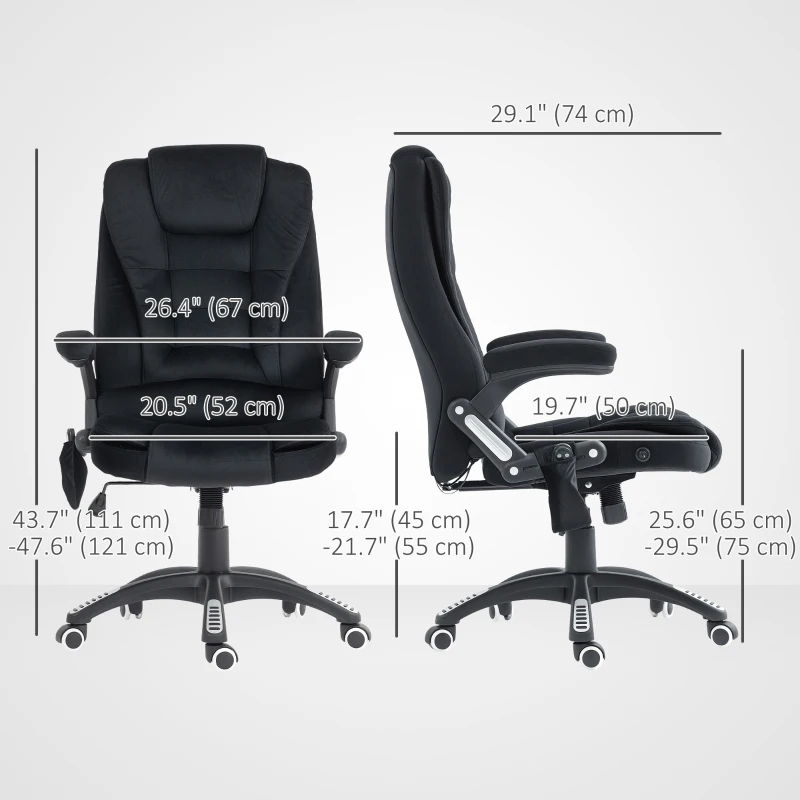Vinsetto 6 Point Vibrating Massage Office Chair High Back Executive Chair with Reclining Back, Swivel Wheels, Black