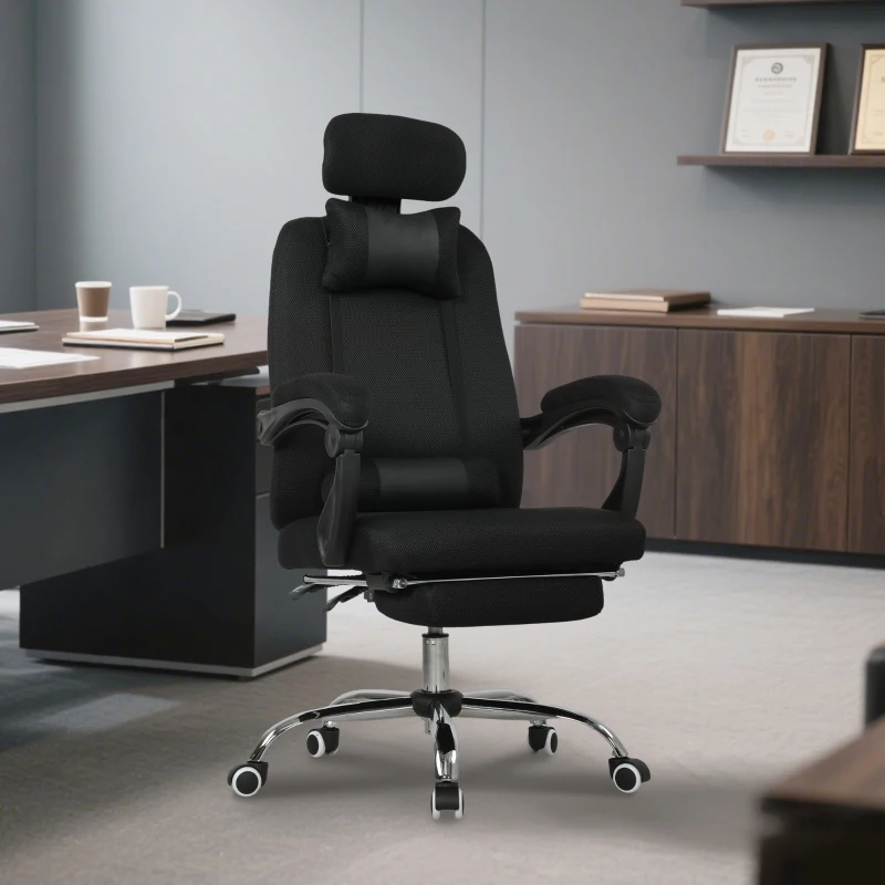 Vinsetto Ergonomic Executive High Back Office Chair with Footrest, Lumbar Support, Black