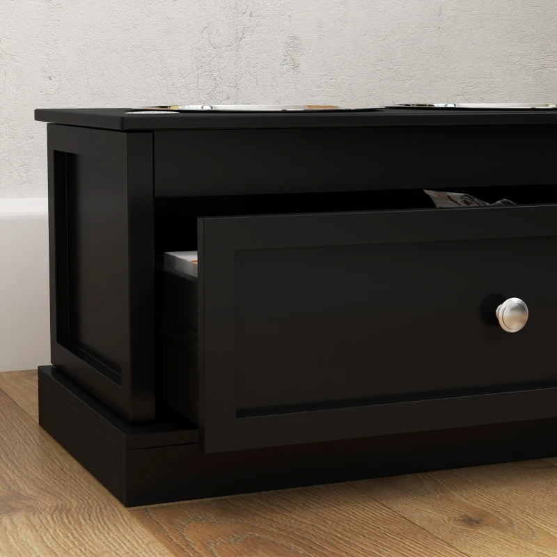 PawHut Elevated Dog Bowls with Storage Drawer, Raised Dog Bowl Stand Pet Food Bowl Dog Feeding Station, Black