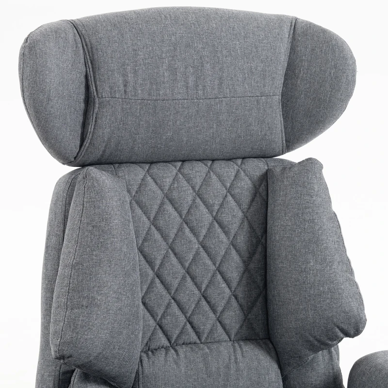 HOMCOM 495LBS Heavy Duty Office Chair with Footrest, Lumbar Support, Spring Cushion, Height Adjustable, Grey