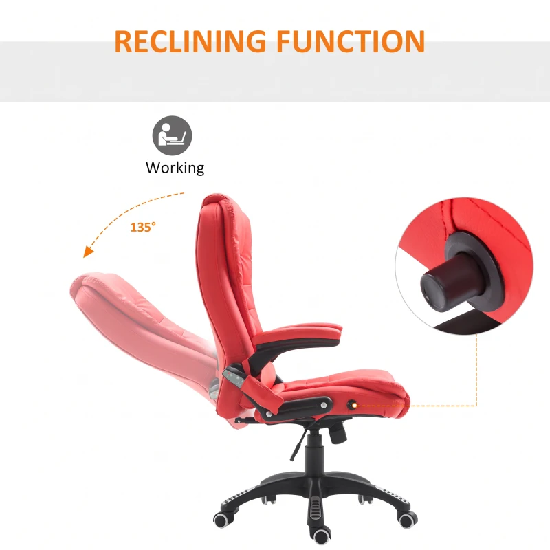 HOMCOM Adjustable Heated Ergonomic Massage Office Chair Swivel Vibrating High Back Faux Leather Executive Chair