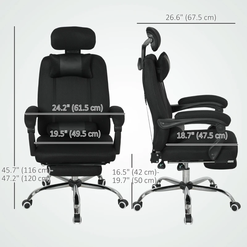 Vinsetto Ergonomic Executive High Back Office Chair with Footrest, Lumbar Support, Black