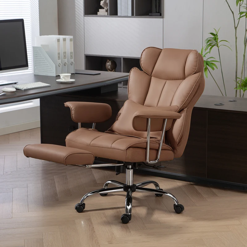 HOMCOM 400LBS Massage Office Chair, Executive Office Chair with 6-Point Vibration, Footrest and Lumbar Support, Brown