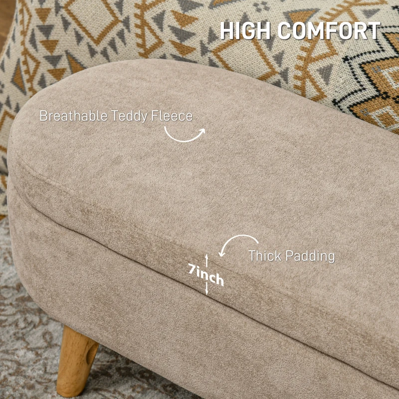 HOMCOM Storage Ottoman Bench, 43.3" Upholstered End of Bed Bench with Wood Legs, Modern Entryway Bench, Beige