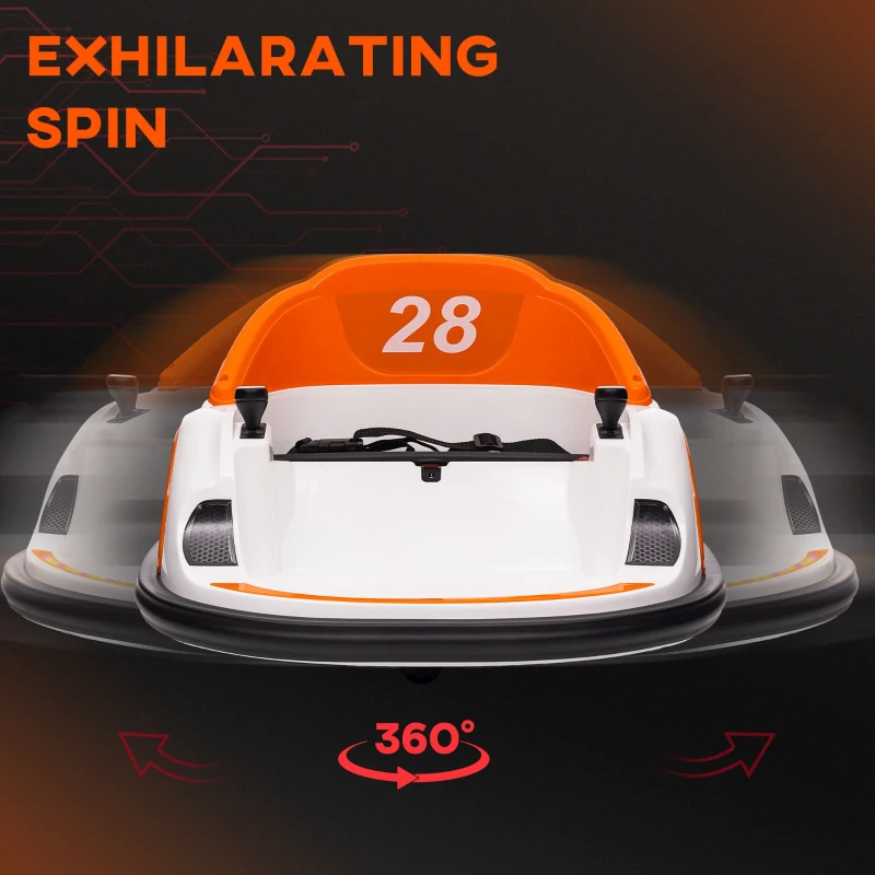 Qaba 12V Bumper Car for Toddlers, Ride On Car with 360 Degree Remote Control, Lights Music Horn, for 1.5-5 Years, Orange