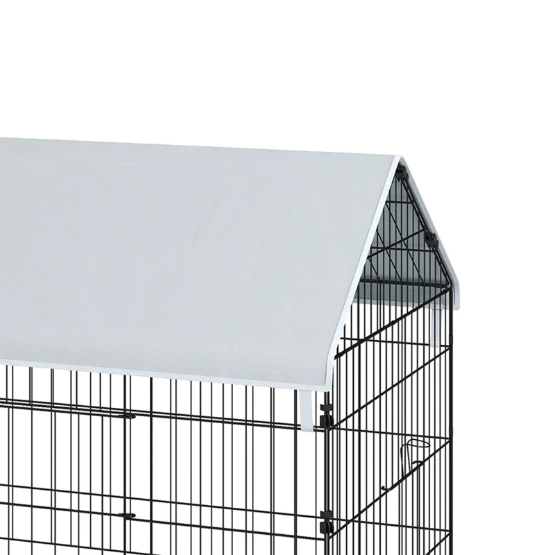 PawHut 73" Small Animal Cage with Roof, Indoor/Outdoor Use,  for Chicken, Rabbits, Chinchillas, Silver