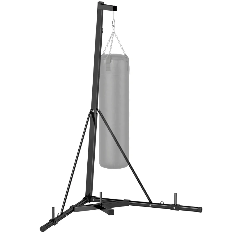 Soozier Foldable Punch Bag Stand, Adjustable Height Heavy Bag Stand with Weighted Base, Freestanding for Home Gym, Stand Only