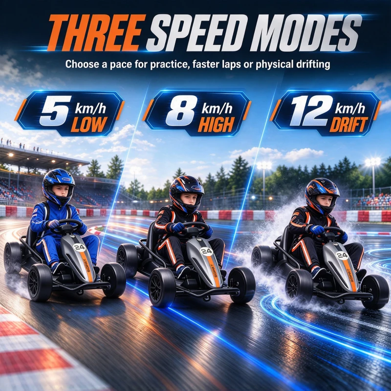 Qaba 24V Electric Drift Go Kart for Kids with Dual Motors, Soft Start, PU Wheels, Max 7.5MPH, for Ages 6+, Gray