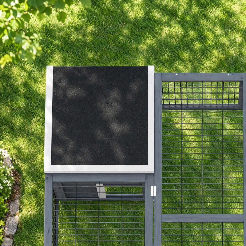 PawHut Rabbit Hutch, Waterproof Rabbit House for Small Animals, Gray