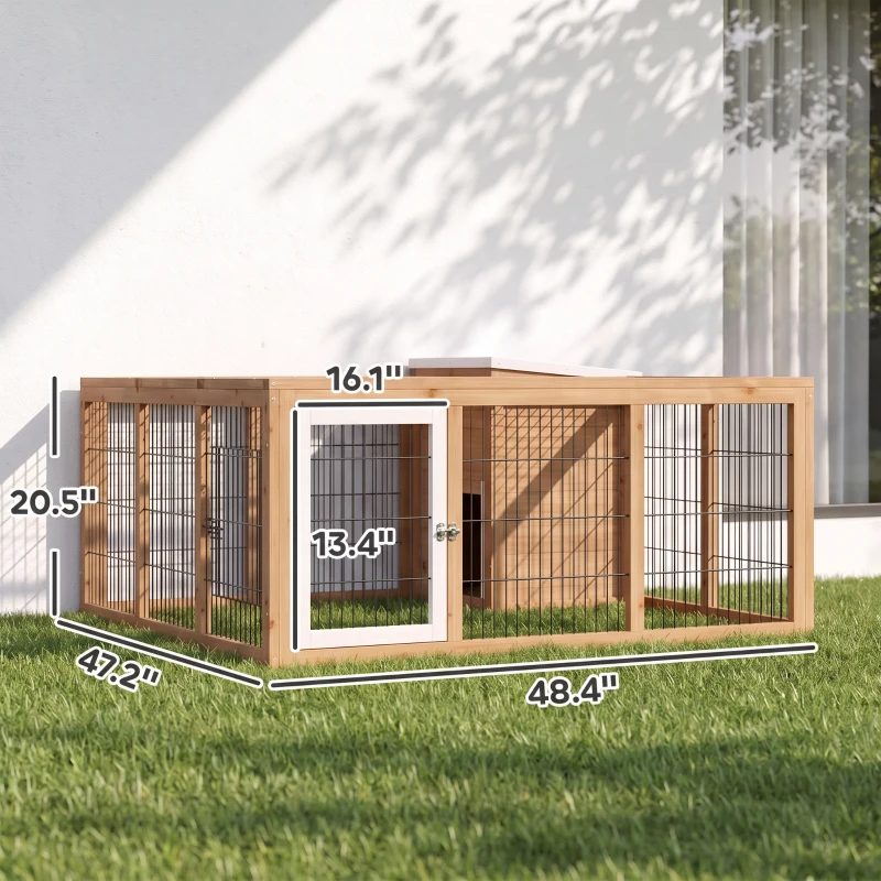 PawHut Rabbit Hutch, Waterproof Rabbit House for Small Animals, Natural