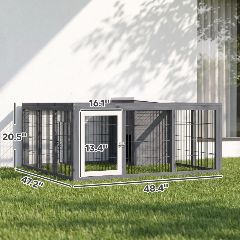 PawHut Rabbit Hutch, Waterproof Rabbit House for Small Animals, Gray