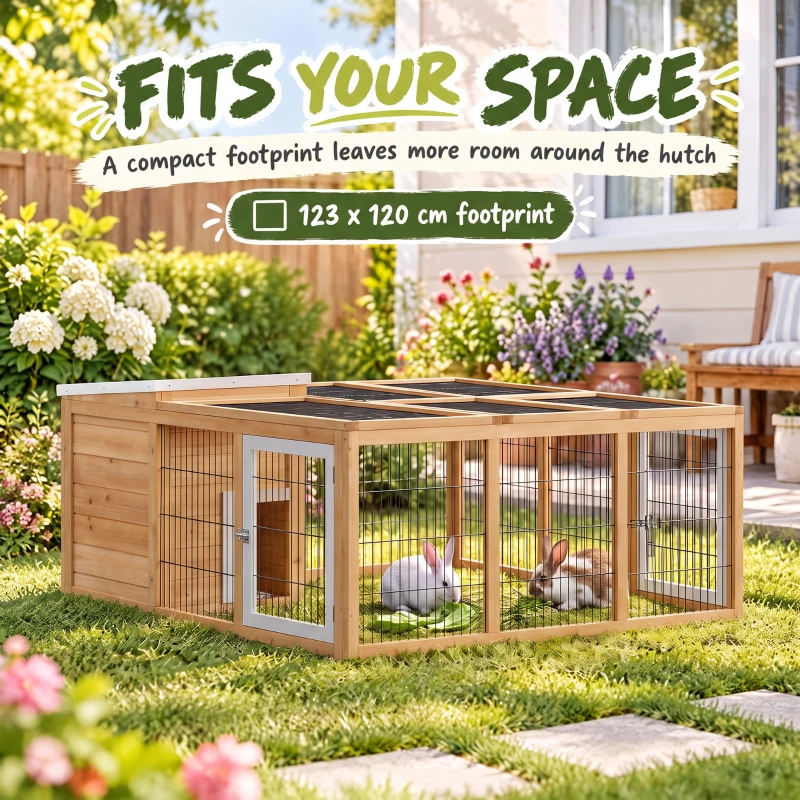 PawHut Rabbit Hutch, Waterproof Rabbit House for Small Animals, Natural