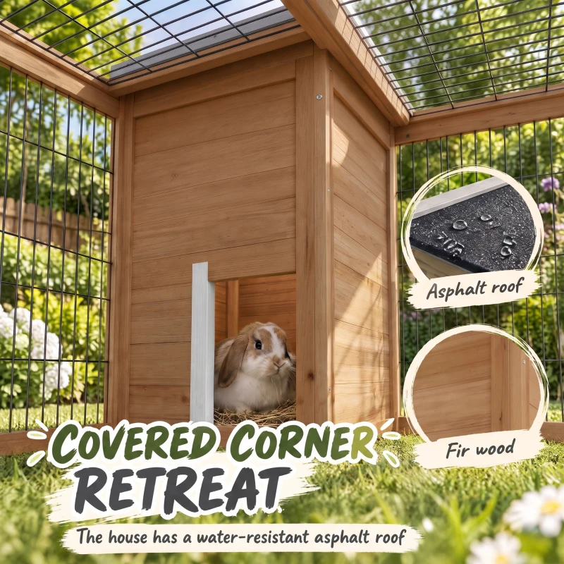 PawHut Rabbit Hutch, Waterproof Rabbit House for Small Animals, Natural