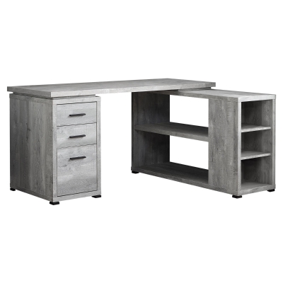 Monarch 60" Rustic L-Shaped Reclaimed Wood-look Office Computer Desk - Grey