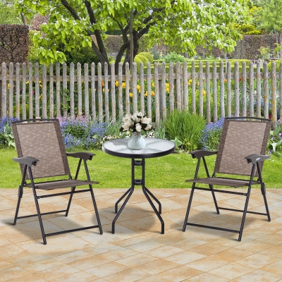Outsunny Garden Table Set for Recreation Folding Adjustable Dining Table Chairs