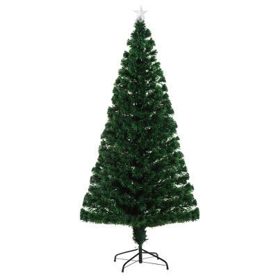 HOMCOM 6ft Artificial Pre-Lit Fiber Optic Holiday Christmas Tree with 28 LED Lights