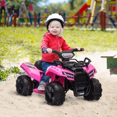 Aosom Kids Ride-on Four Wheeler ATV Car with Real Working Headlights, 6V Battery Powered Motorcycle for 18-36 Months, Pink