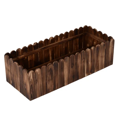 Outsunny 40" Scalloped Edge Wooden Raised Planter Box