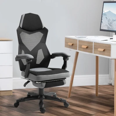 Vinsetto Adjustable Height Office Chair, Gray Mesh Recliner