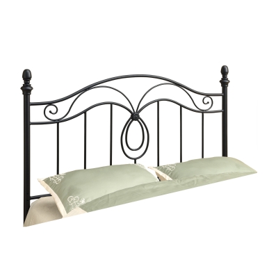 Monarch 60" Arched Scroll Vertical Slat Black Finish Metal Motif Headboard - Fits Full or Queen Size Bed Frame
