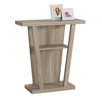 Monarch 32" Modern 3-Tier Open Shelf Design Wood Grain-Look Accent Console Table - Dark Taupe Finish