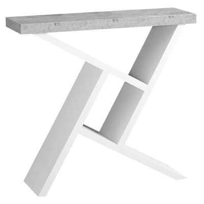 Monarch 36" Architectural Modern Cement-Look Top Angular Storage Base Accent Console Table - White Finish