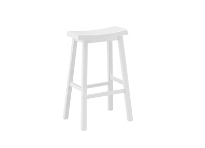 Monarch 2 Piece 29" Saddle Seat Wooden Bar Height Barstool Chair Set - White Finish