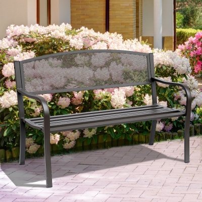 Outsunny 50" Patio Porch Loveseat Outdoor Garden Bench Brown