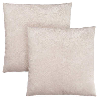 Monarch 18" x 18" Feathered Velvet Throw Pillow (Set of 2) - Light Taupe