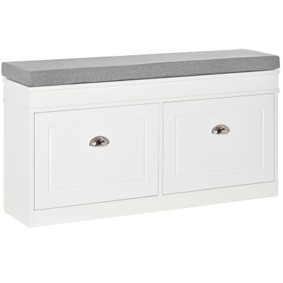 HOMCOM Shoe Storage Bench for Entryway Storage Organizer with Cushion 2 Drawers