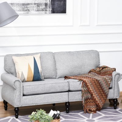 HOMCOM Stylish Midback Double Sofa with Sponge Padding Rubber Wood Leg Home Office