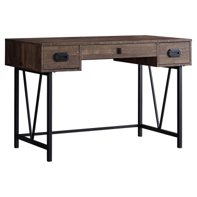 Monarch 48" Contemporary Industrial Reclaimed Wood-Look and Metal Writing Desk - Brown / Black Metal
