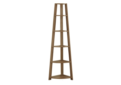 Monarch 72" Contemporary 5-Shelf Wood Grain-Look Corner Accent Display Bookcase - Walnut Finish
