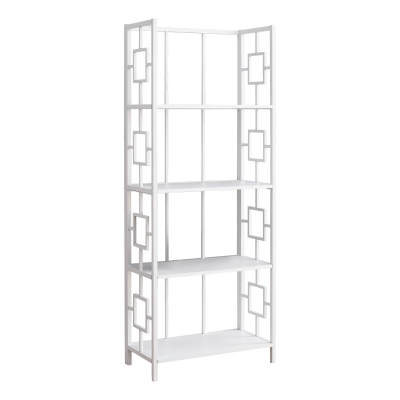 Monarch 62" H Transitional Decorative Metal 4-Tier Corner Etagere Bookcase - White / White Metal
