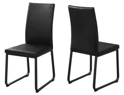 Monarch 2 Piece PU Leather Metal Legged Modern Parson Dining Chair Set - Black