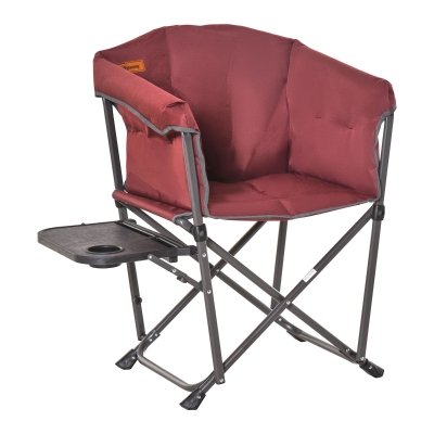 Outsunny Heavy Duty Camping Folding Director Chair Oversize Padded Seat w/ Side Table Compact and Sturdy for Outdoor, Beach, Picnic, Hiking, Travel, Wine Red